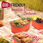 ⁦علبة تخزين شرائح بيتزا مقسمة 5 دور سيليكون قابل للطي بغطاء محكم الغلق مناسبة للميكرويف⁩ - الصورة ⁦9⁩