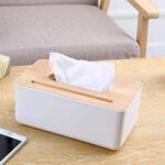 ⁦علبة لحمل وتنظيم المناديل بجزء حامل للموبايل بغطاء خشبي شيك لغرف النوم والمعيشة والمكتب⁩ - الصورة ⁦4⁩