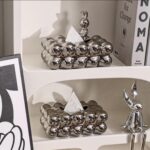 ⁦علبة مناديل بابلز سيراميك مطلي باللون السيلفر بدبدوب ثري دي لغرف النوم والاطفال والليفنج والمطبخ والمكتب⁩ - الصورة ⁦6⁩