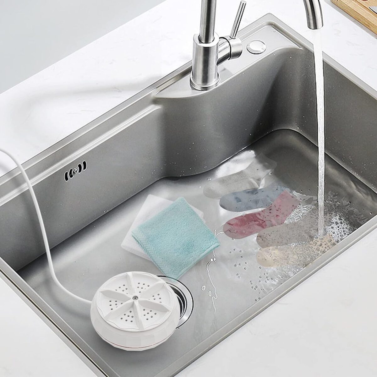 ⁦غسالة كهربائية ميني محمولة للسفر تعمل بالموجات فوق الصوتية لتنظيف الملابس والاواني بوصلة يو اس بي⁩ - الصورة ⁦2⁩