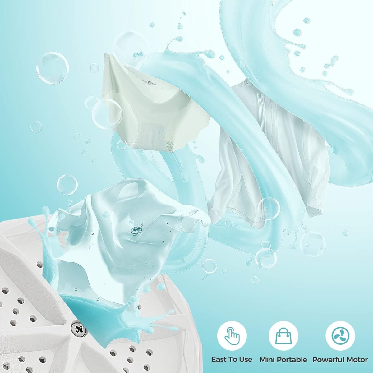 ⁦غسالة كهربائية ميني محمولة للسفر تعمل بالموجات فوق الصوتية لتنظيف الملابس والاواني بوصلة يو اس بي⁩ - الصورة ⁦9⁩