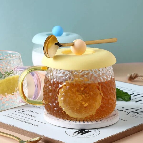 غطاء اكواب سيليكون حافظ لحرارة المشروبات بمقبض حامل للمعالق