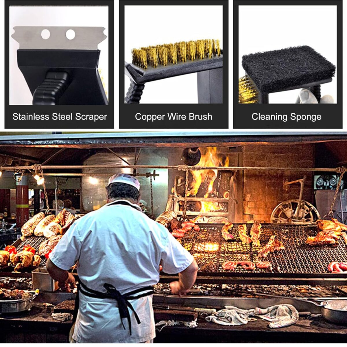 ⁦فرشة 3 في 1 لتنظيف الشوايات بأسلاك نحاسية ومقبض يد لسهولة الأستخدام⁩ - الصورة ⁦8⁩