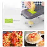 ⁦قطاعة ومبشرة للخضروات والفواكه والجبن 22 قطعة مع صفاية وعلبة عملية وسهلة الاستخدام بيد⁩ - الصورة ⁦8⁩