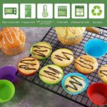 ⁦قوالب كب كيك سيليكون غير لاصق 12 قطعة الوان مختلفة⁩ - الصورة ⁦4⁩