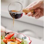 ⁦كوب زجاج يد خشب 75ملي لحليب القهوة وتقديم الصوصات والعسل علي السفرة ‏⁩ - الصورة ⁦11⁩