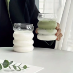 ⁦كوباية 350 ملي متدرجة لشرب وتقديم العصائر والنسكافيه والايس كوفي من الزجاج الشفاف⁩ - الصورة ⁦2⁩