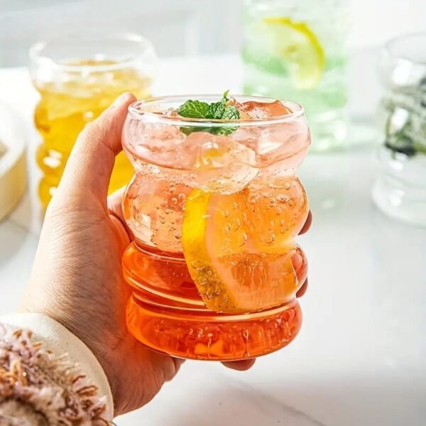 كوباية 350 ملي متدرجة لشرب وتقديم العصائر والنسكافيه والايس كوفي من الزجاج الشفاف