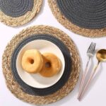 كوستر خوص وقطن دائري للحل والاطباق للسفرة والمطبخ 35 سم