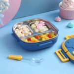 ⁦لانش بوكس حافظ للحرارة استانليس ستيل من الداخل بغطاء محكم الغلق مقسم الي جزئين للدراسة والشغل⁩ - الصورة ⁦9⁩