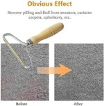 لمامة يدوية لإزالة الوبر وشعر الحيوانات من الملابس والسجاد والمفروشات بمقبض خشبي مريح - الصورة 3