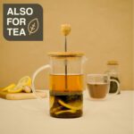 ⁦ماكينة يدوية 450 ملي لصنع وتحضير القهوة الفرنسية والفوم تعمل بالضغط بغطاء خشبي ويد من الزجاج⁩ - الصورة ⁦6⁩