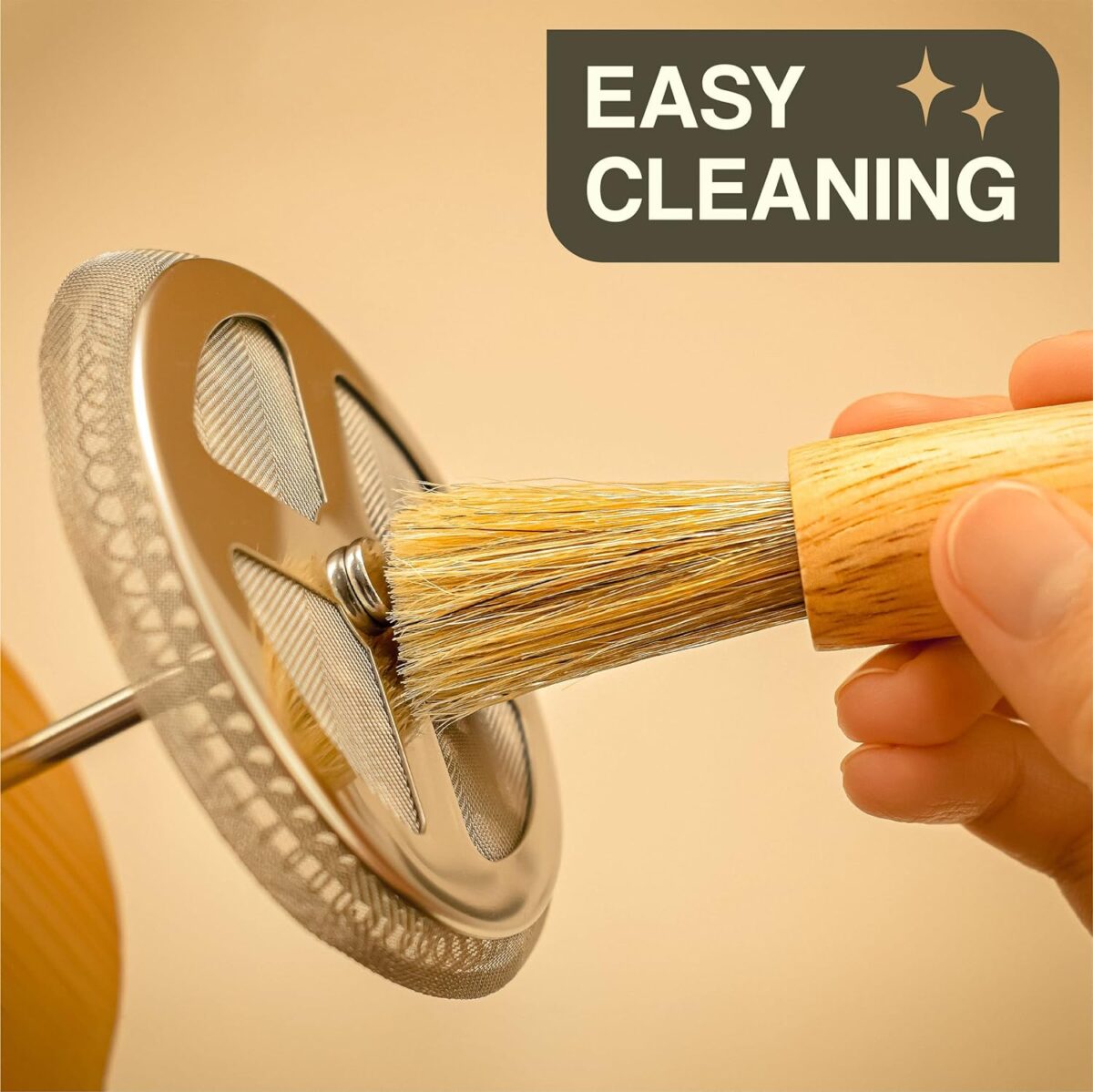 ⁦ماكينة يدوية 450 ملي لصنع وتحضير القهوة الفرنسية والفوم تعمل بالضغط بغطاء خشبي ويد من الزجاج⁩ - الصورة ⁦7⁩