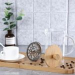 ⁦ماكينة يدوية 450 ملي لصنع وتحضير القهوة الفرنسية والفوم تعمل بالضغط بغطاء خشبي ويد من الزجاج⁩ - الصورة ⁦9⁩