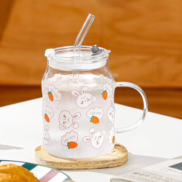 مج ارنوب زجاجي 400 ملي بشالميوه لسهولة الشرب للمشروبات الباردة والساخنة بيد