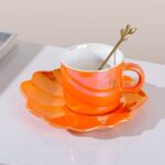 مج بورسلين 200 ملي لشرب وتقديم الشاي والنسكافيه مع طبق ومعلقة