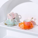 ⁦مج بورسلين 200 ملي لشرب وتقديم الشاي والنسكافيه مع طبق ومعلقة⁩ - الصورة ⁦3⁩