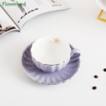 ⁦مج بورسلين شيك لشرب وتقديم الشاي والنسكافيه مع طبق ومعلقة استانليس ستيل ويد⁩ - الصورة ⁦7⁩