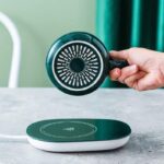 ⁦مج بورسلين قاعدة سخان كهرباء وغطاء ومعلقة للأستمتاع بالقهوة والمشروبات دافئة طول اليوم⁩ - الصورة ⁦2⁩