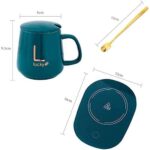 ⁦مج بورسلين قاعدة سخان كهرباء وغطاء ومعلقة للأستمتاع بالقهوة والمشروبات دافئة طول اليوم⁩ - الصورة ⁦6⁩