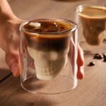 مج جمجمة دبل 75 ملي زجاج شفاف للشاي والقهوة والنسكافية والعصائر