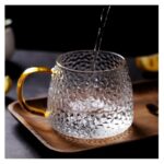 ⁦مج زجاج شفاف منقرش 475 ملي بيد جولد للمشروبات الساخنة كالنسكافية والكابتشينو والعصائر⁩ - الصورة ⁦4⁩