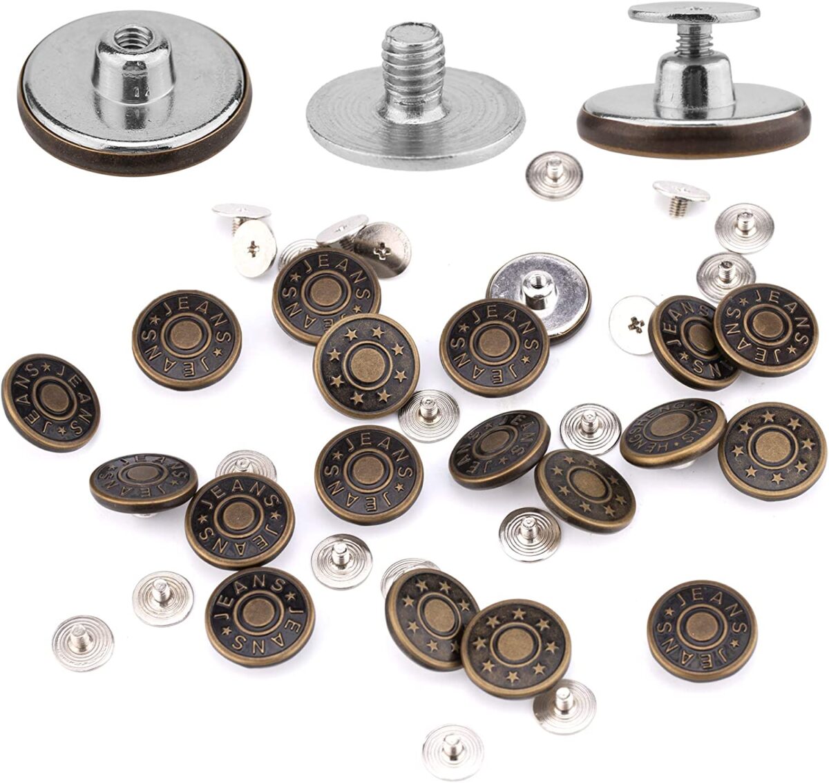 ⁦مجموعة زراير معدن للبناطيل والجواكت الجينز بمسامير التثبيت سهلة التركيب بدون خياطة⁩ - الصورة ⁦8⁩
