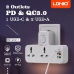 ⁦مشترك 2 فيشة مع منفذين يو اس بي ومنفذ تايب سي بكشاف تاتش لجميع انواع الاجهزة⁩ - الصورة ⁦8⁩