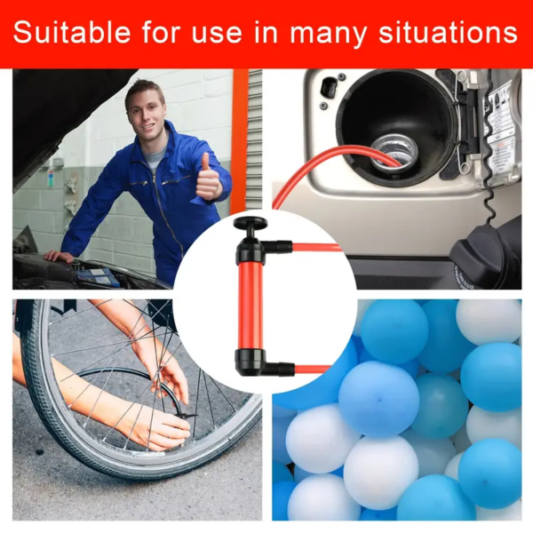 مضخة يدوية لنقل زيت وبنزين السيارات وتغير المياه في احواض السمك ونفخ البالونات والعوامات