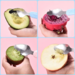 ⁦معلقة أطفال 2 في 1 جزء سيليكون وأخر استانليس لتناول الأطعمة السائلة وكشط الفواكه والخضروات⁩ - الصورة ⁦10⁩