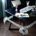 ⁦مفرش سفرة وتر بروف شفاف مع حروف دانتيل أنيقة⁩ - الصورة ⁦4⁩