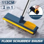 مقشة تنظيف ودعك بيد طويلة للأرضيات والسجاد مع حرف مساحة لشد المياه متعددة الأستخدام