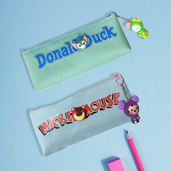 مقلمة قماش وتربروف لتنظيم وحمل الأدوات المدرسية كالأقلام والألوان اشكال والوان مختلفة بسوسته سهلة الفتح والغلق