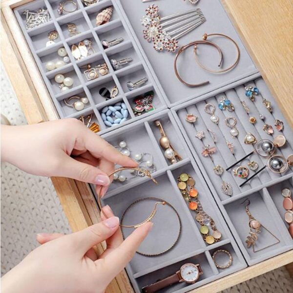 منظم أدراج للاكسسوارات والمجوهرات 4 قطع للسلاسل والخواتم والحلقان