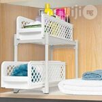 ⁦منظم أدوات المطبخ والحمام مكون من 2 رف كبير متحرك سهل التركيب والفك⁩ - الصورة ⁦5⁩