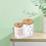 ⁦منظم اكليريك زوجي لحمل وتنظيم قطن ازالة الميكب وخلل ونكاشات الأسنان بغطاء خشب⁩ - الصورة ⁦2⁩