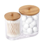 ⁦منظم اكليريك زوجي لحمل وتنظيم قطن ازالة الميكب وخلل ونكاشات الأسنان بغطاء خشب⁩ - الصورة ⁦3⁩