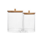 ⁦منظم اكليريك زوجي لحمل وتنظيم قطن ازالة الميكب وخلل ونكاشات الأسنان بغطاء خشب⁩ - الصورة ⁦4⁩