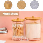 ⁦منظم اكليريك زوجي لحمل وتنظيم قطن ازالة الميكب وخلل ونكاشات الأسنان بغطاء خشب⁩ - الصورة ⁦6⁩