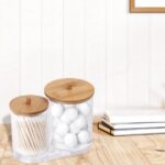 ⁦منظم اكليريك زوجي لحمل وتنظيم قطن ازالة الميكب وخلل ونكاشات الأسنان بغطاء خشب⁩ - الصورة ⁦8⁩