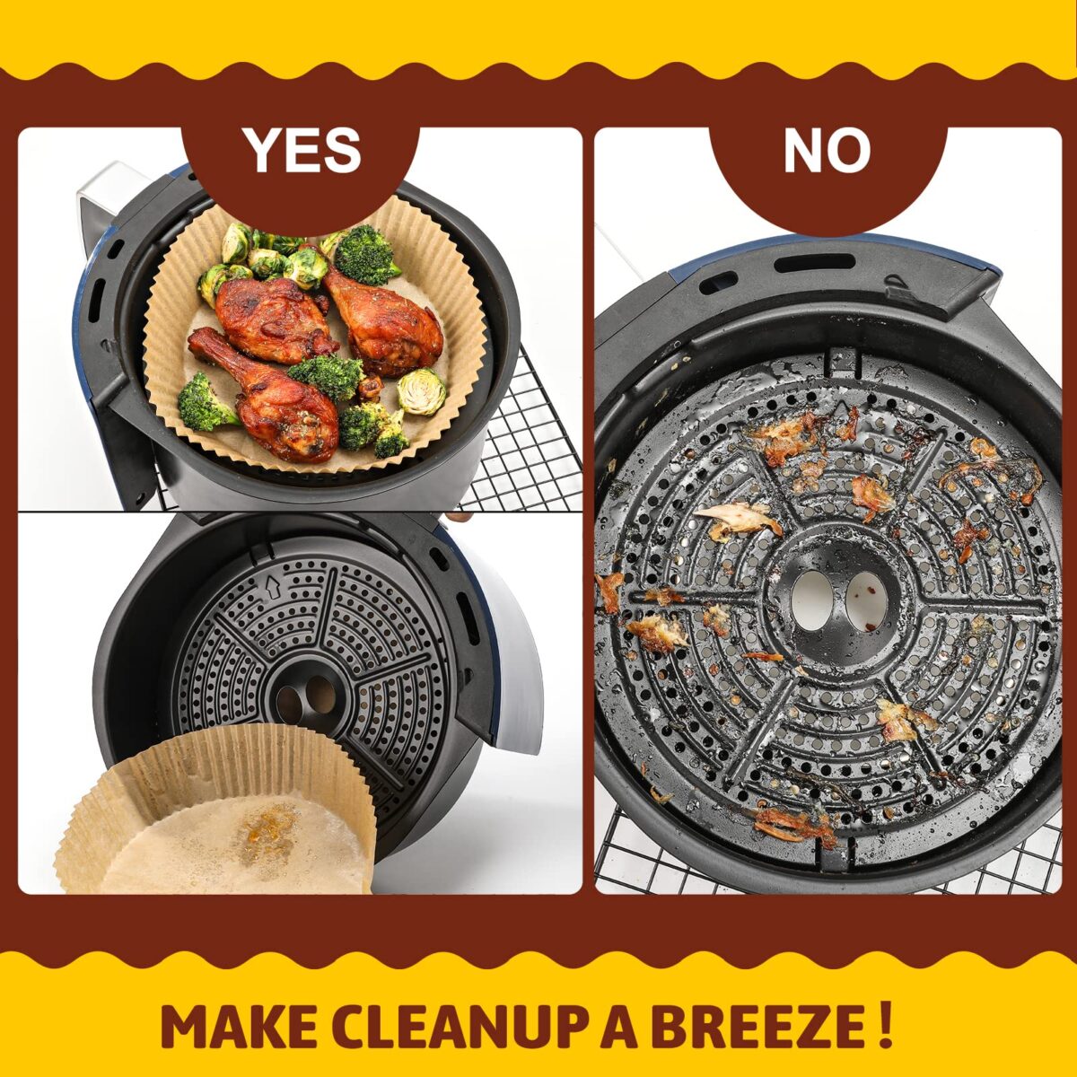 ⁦ورق بطانة للمقلاة الهوائية 50 قطعة غير لاصق للاستخدام مره واحده⁩ - الصورة ⁦6⁩