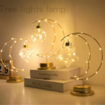 ⁦اباجورة هلال رمضانيه بلمبة كروية مضيئة وقاعدة لضمان الثبات معدن مطلي باللون الجولد⁩ - الصورة ⁦7⁩