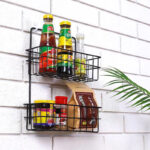 ⁦استاند معدني 2 دور لحمل وتنظيم ادوات المطبخ والحمام بلزق دبل فيس قوي لسهولة التعليق⁩ - الصورة ⁦2⁩