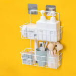 ⁦استاند معدني 2 دور لحمل وتنظيم ادوات المطبخ والحمام بلزق دبل فيس قوي لسهولة التعليق⁩ - الصورة ⁦5⁩