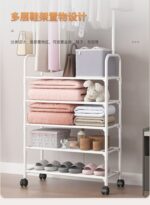 ⁦استاند ملابس معدن 4 ارفف بهوكات لحمل وتنظيم الملابس والأحذية والحقائب⁩ - الصورة ⁦3⁩