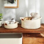 ⁦باسكت كتان لحمل وتنظيم الملابس ولعب الأطفال وادوات العناية بالشعر والبشره بيد من الجانبين لسهولة الحمل⁩ - الصورة ⁦2⁩