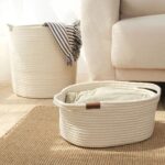 ⁦باسكت كتان لحمل وتنظيم الملابس ولعب الأطفال وادوات العناية بالشعر والبشره بيد من الجانبين لسهولة الحمل⁩ - الصورة ⁦4⁩