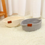 ⁦باسكت كتان لحمل وتنظيم الملابس ولعب الأطفال وادوات العناية بالشعر والبشره بيد من الجانبين لسهولة الحمل⁩ - الصورة ⁦5⁩