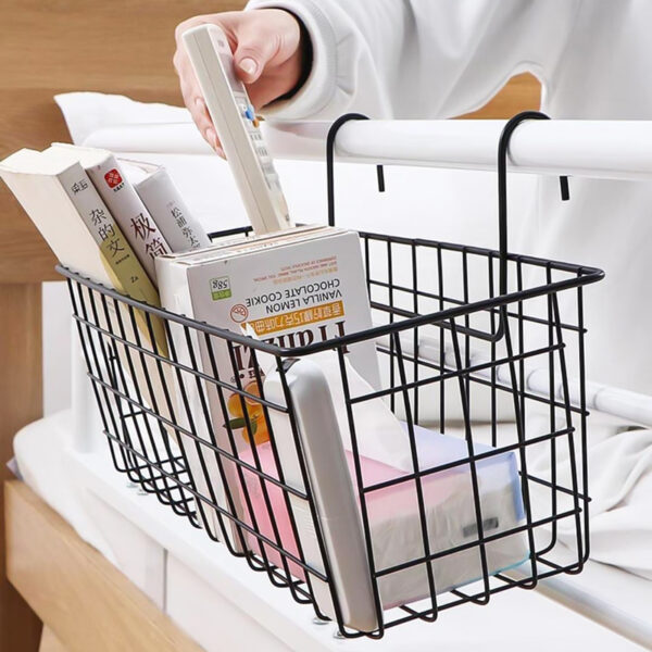 باسكت ومنظم معلق حامل لأدوات المطبخ والحمام والمكتب من المعدن