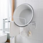 ⁦حامل معدني لتنظيم الحمام وحمل الأطباق البلاستيكية والفوط والليف بلزق دبل فيس قوي⁩ - الصورة ⁦2⁩